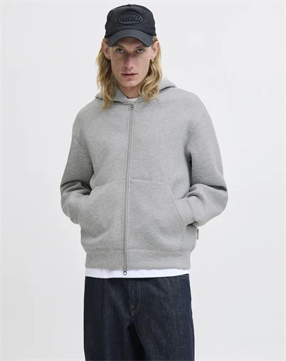 Jack & Jones - JCOCover Scuba Sweat Zip Hoodie - Light Grey Melange